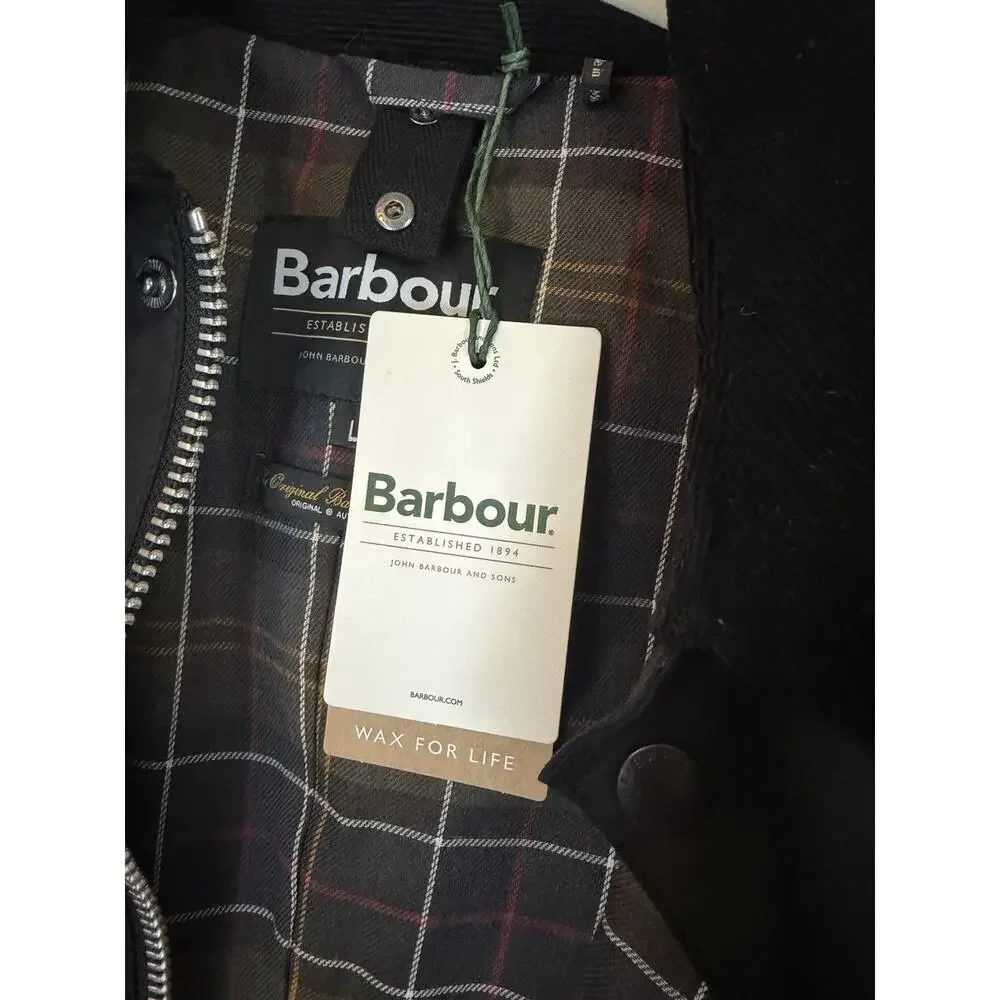 BARBOUR ASHBY WAX JACKET Black Men's Size Large NWT $400